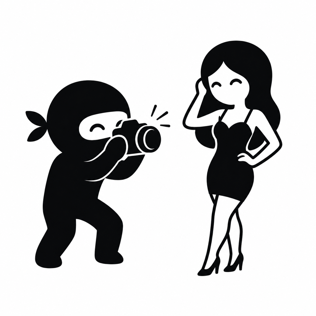Ninja photographing a model with a model in a black dress